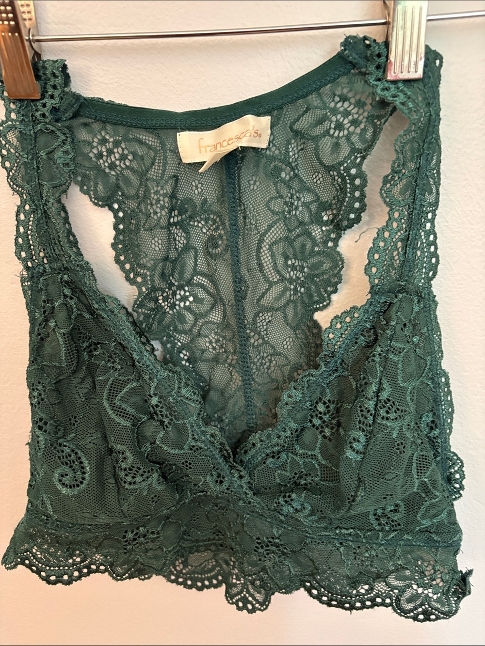 Francesca's Collections Emerald Green Lace Bralette